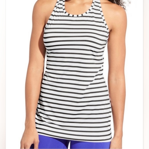 Athleta Tops - Athleta High Neck Chi Striped Racerback Tank Top size S